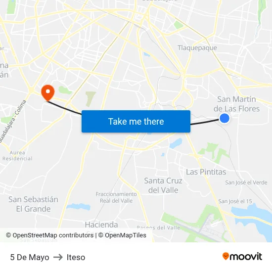 5 De Mayo to Iteso map