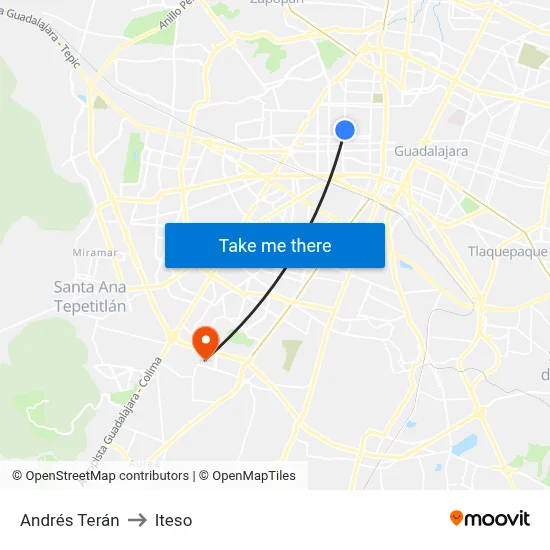 Andrés Terán to Iteso map
