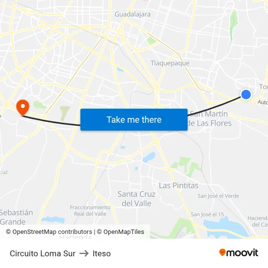 Circuito Loma Sur to Iteso map