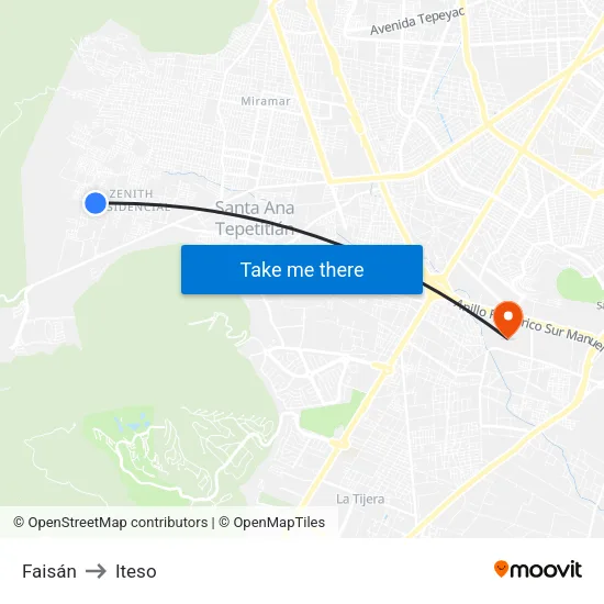 Faisán to Iteso map