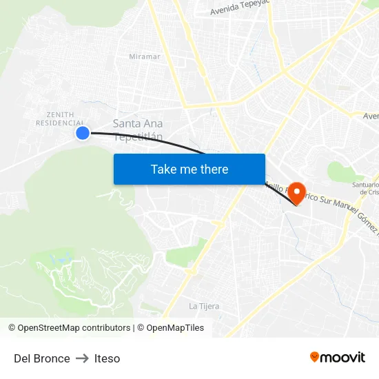 Del Bronce to Iteso map