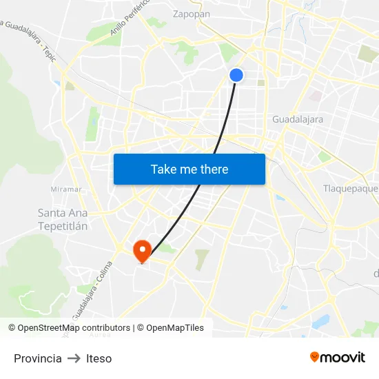 Provincia to Iteso map