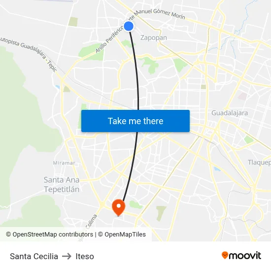 Santa Cecilia to Iteso map