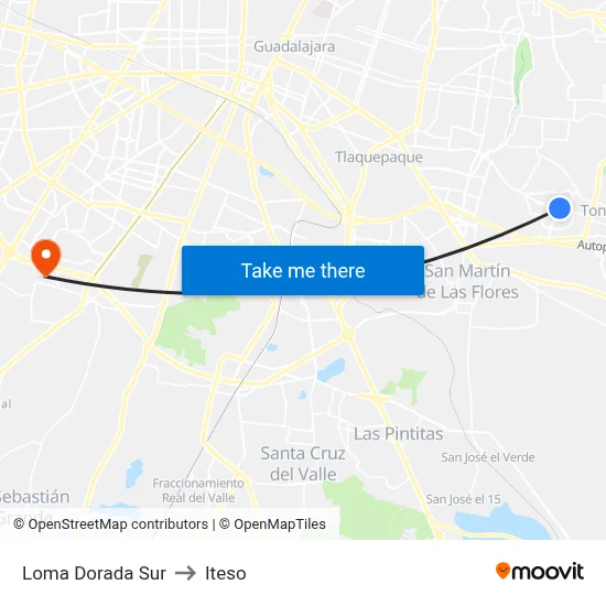 Loma Dorada Sur to Iteso map