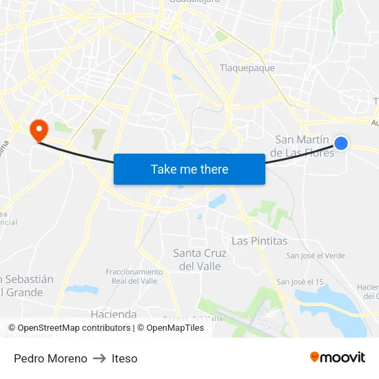Pedro Moreno to Iteso map