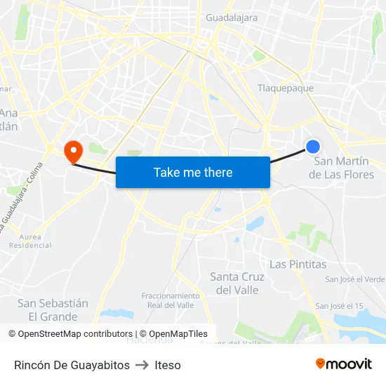 Rincón De Guayabitos to Iteso map