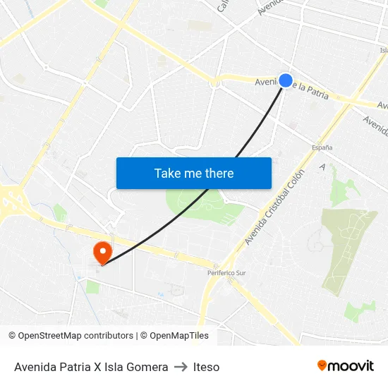 Avenida Patria X Isla Gomera to Iteso map