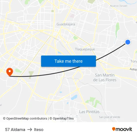 57 Aldama to Iteso map