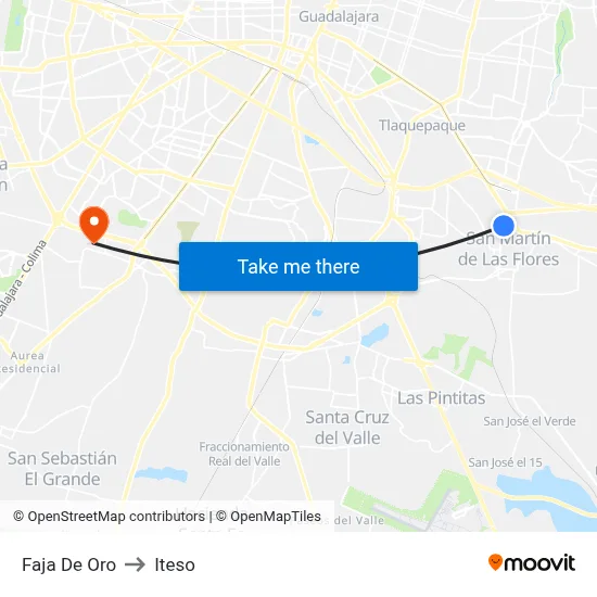 Faja De Oro to Iteso map