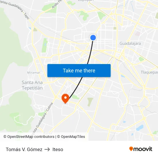 Tomás V. Gómez to Iteso map