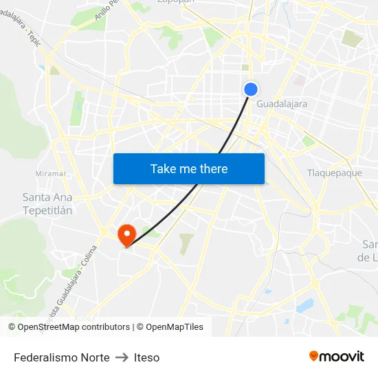 Federalismo Norte to Iteso map