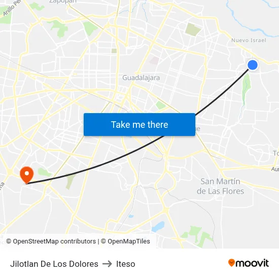Jilotlan De Los Dolores to Iteso map