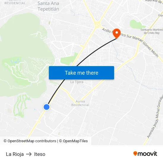 La Rioja to Iteso map