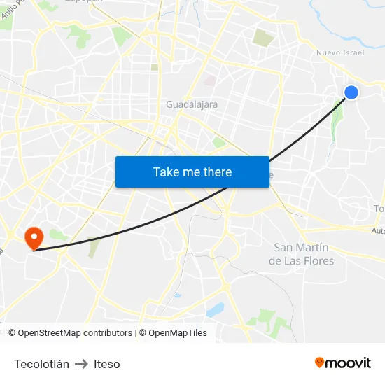 Tecolotlán to Iteso map