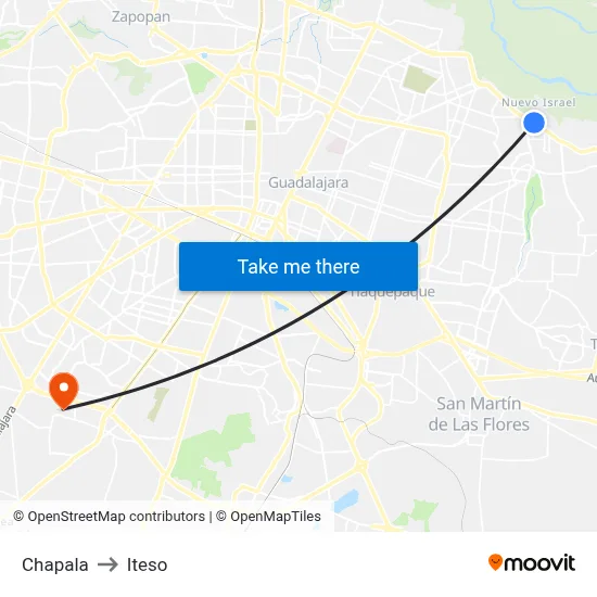 Chapala to Iteso map