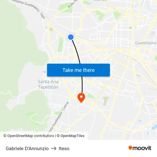 Gabriele D'Annunzio to Iteso map