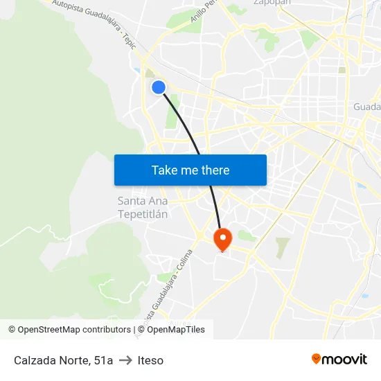 Calzada Norte, 51a to Iteso map