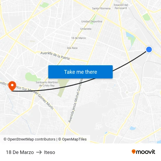 18 De Marzo to Iteso map