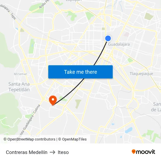 Contreras Medellín to Iteso map