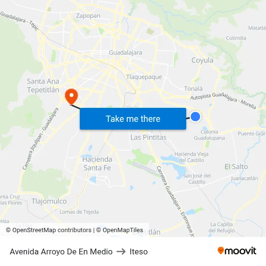 Avenida Arroyo De En Medio to Iteso map