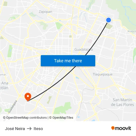 José Neira to Iteso map