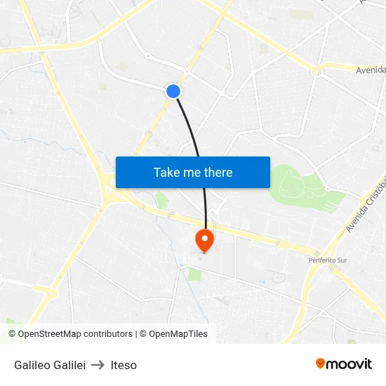 Galileo Galilei to Iteso map