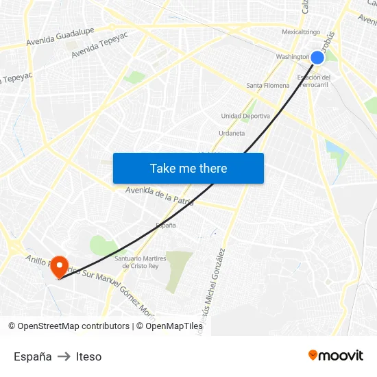 España to Iteso map