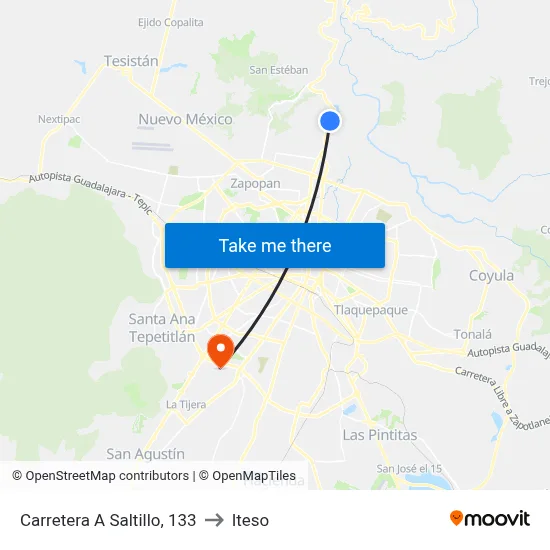 Carretera A Saltillo, 133 to Iteso map
