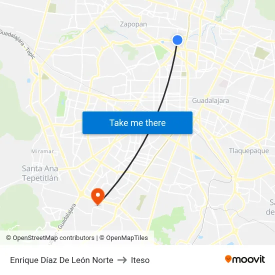 Enrique Díaz De León Norte to Iteso map