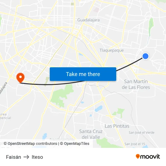 Faisán to Iteso map