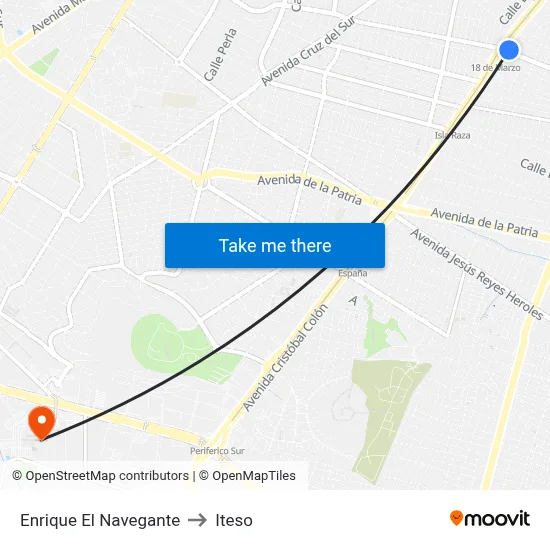 Enrique El Navegante to Iteso map