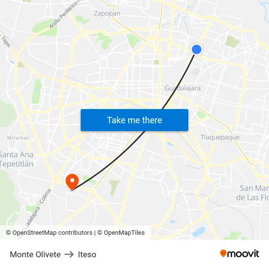 Monte Olivete to Iteso map