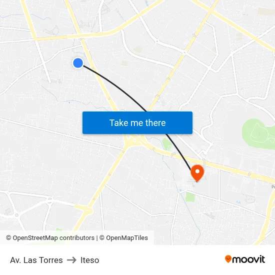 Av. Las Torres to Iteso map