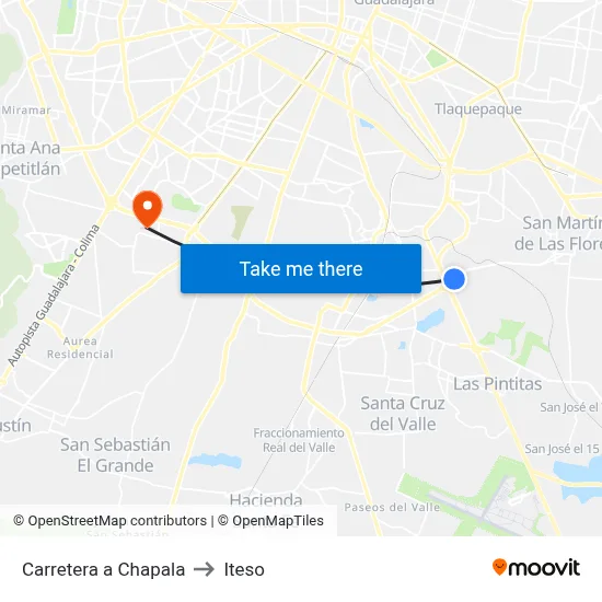 Carretera a Chapala to Iteso map