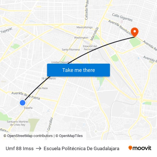 Umf 88 Imss to Escuela Politécnica De Guadalajara map