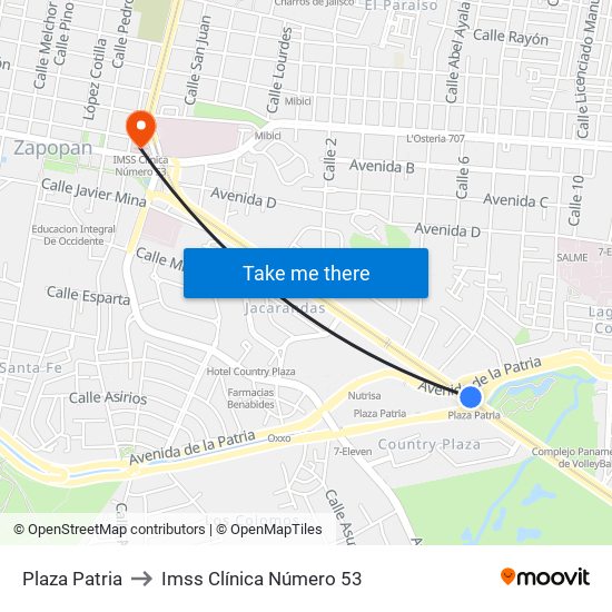 Plaza Patria to Imss Clínica Número 53 map