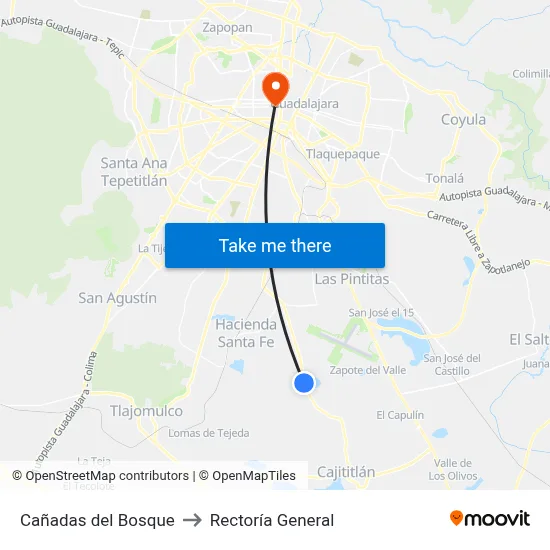 Cañadas del Bosque to Rectoría General map