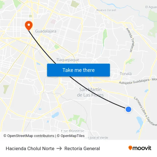 Hacienda Cholul Norte to Rectoría General map