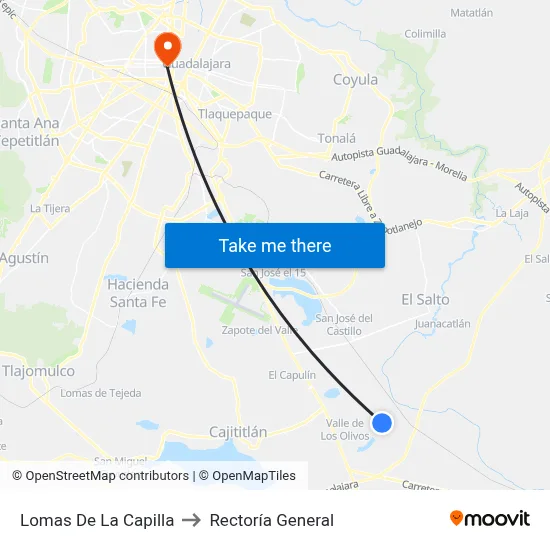 Lomas De La Capilla to Rectoría General map