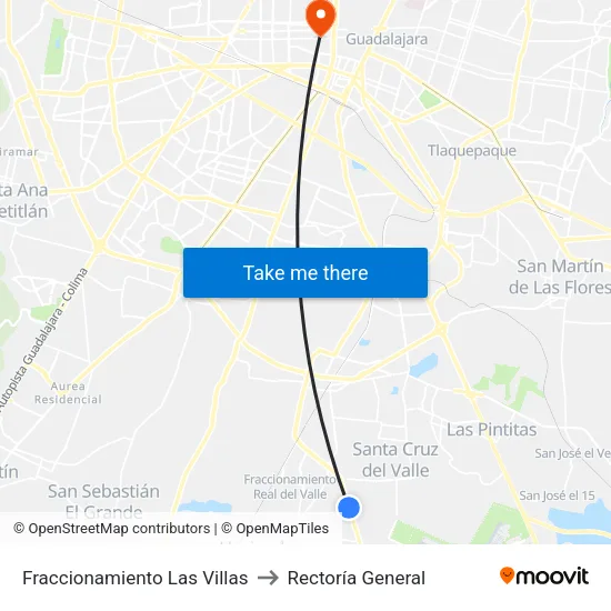 Fraccionamiento Las Villas to Rectoría General map