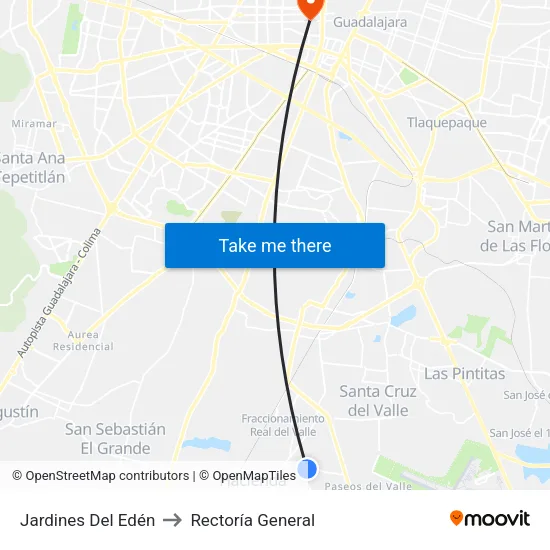Jardines Del Edén to Rectoría General map