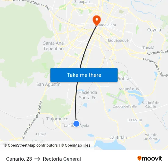 Canario, 23 to Rectoría General map