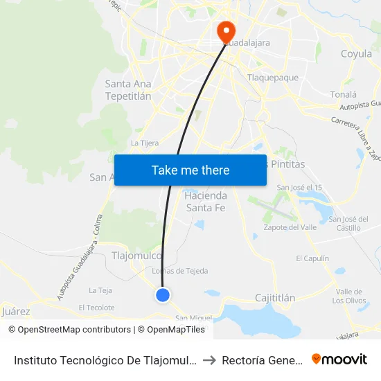 Instituto Tecnológico De Tlajomulco to Rectoría General map