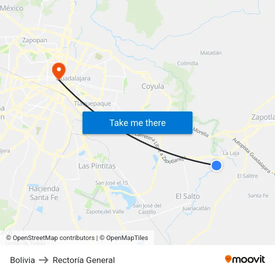 Bolivia to Rectoría General map