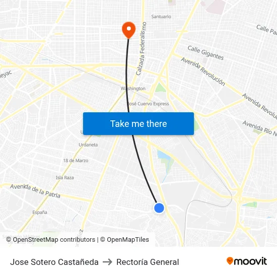 Jose Sotero Castañeda to Rectoría General map