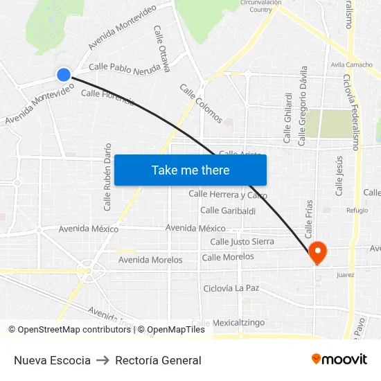 Nueva Escocia to Rectoría General map