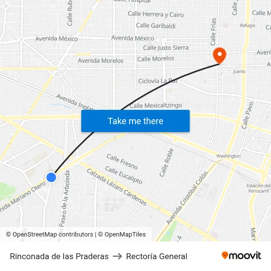 Rinconada de las Praderas to Rectoría General map