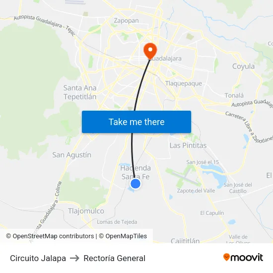 Circuito Jalapa to Rectoría General map