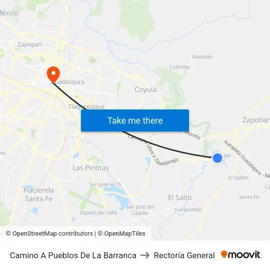 Camino A Pueblos De La Barranca to Rectoría General map
