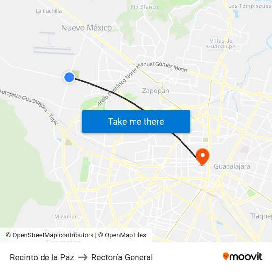 Recinto de la Paz to Rectoría General map